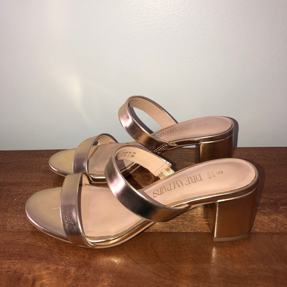 Dream Pairs Gold Block Heel Sandals Size 5